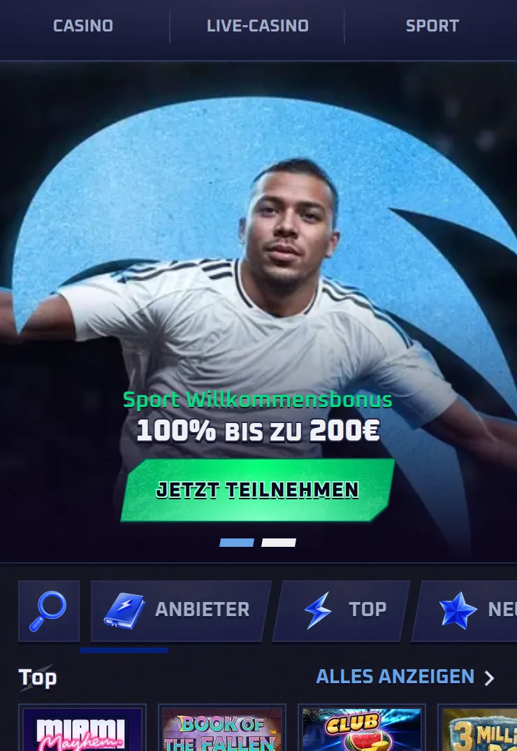 Sportaza mobiler Browserzugang mit Zum-Home-Bildschirm-Option