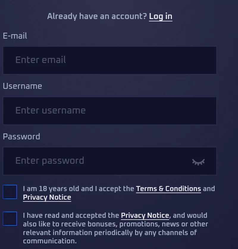 Registration form details