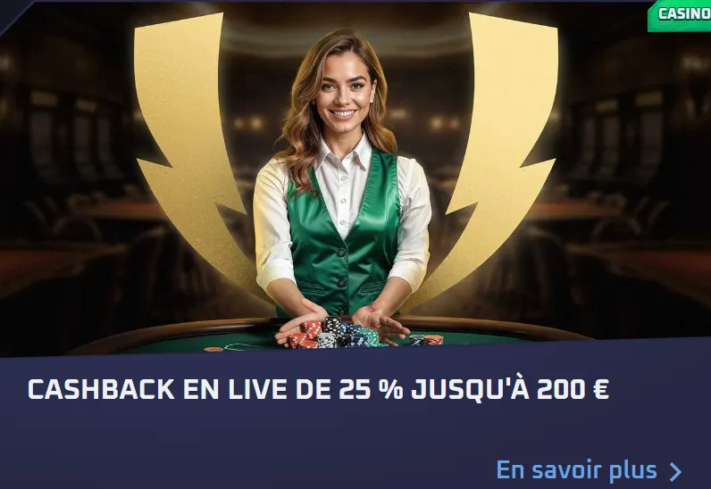Cashback casino en direct