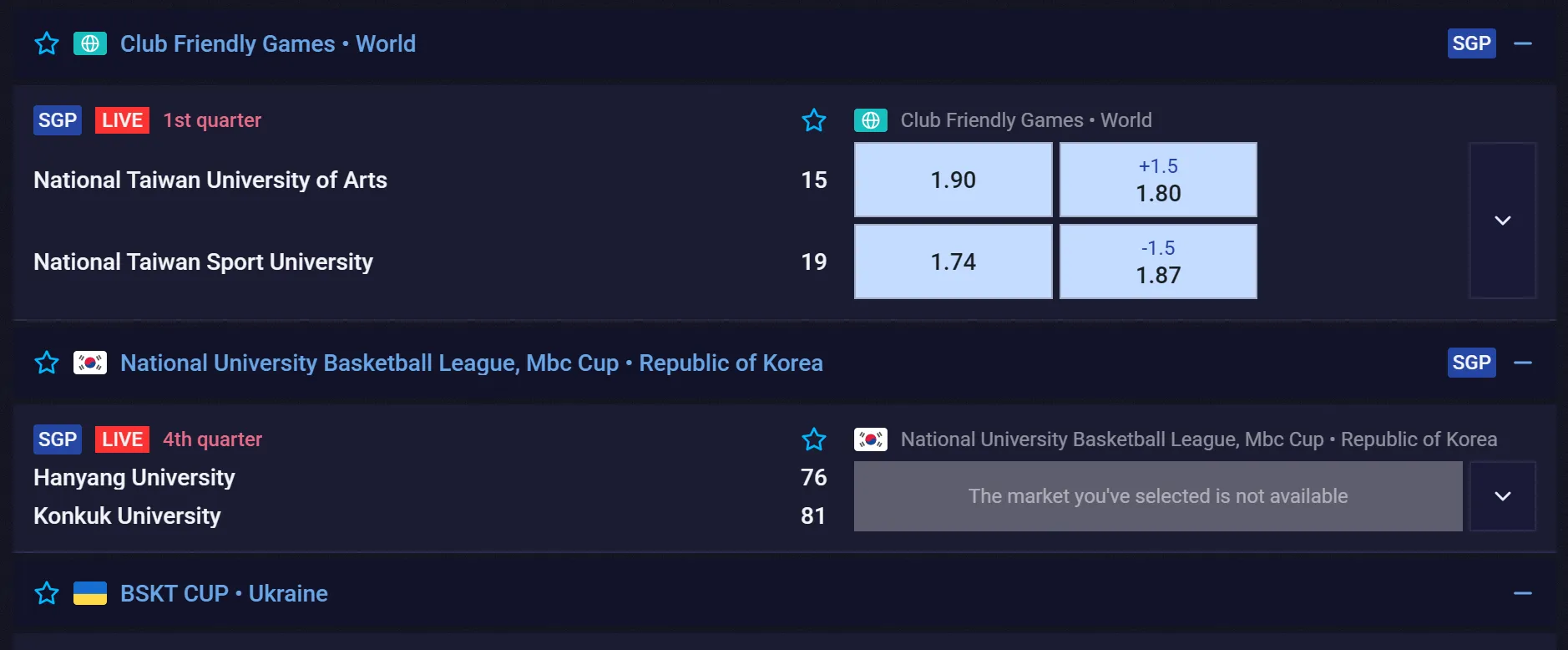 Sportaza sportsbook betting markets