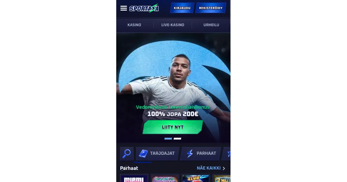 Sportazan tilin käyttö ja vahvistus