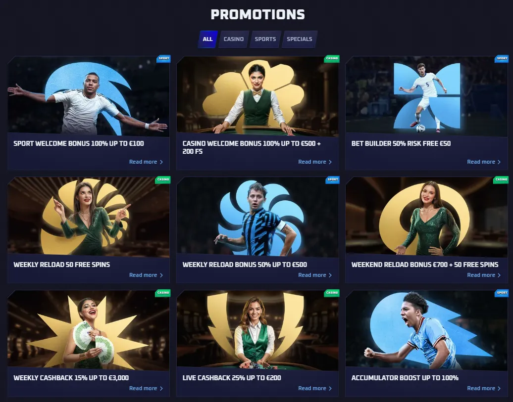Sportaza welcome bonus, free spins, reload and cashback rewards overview