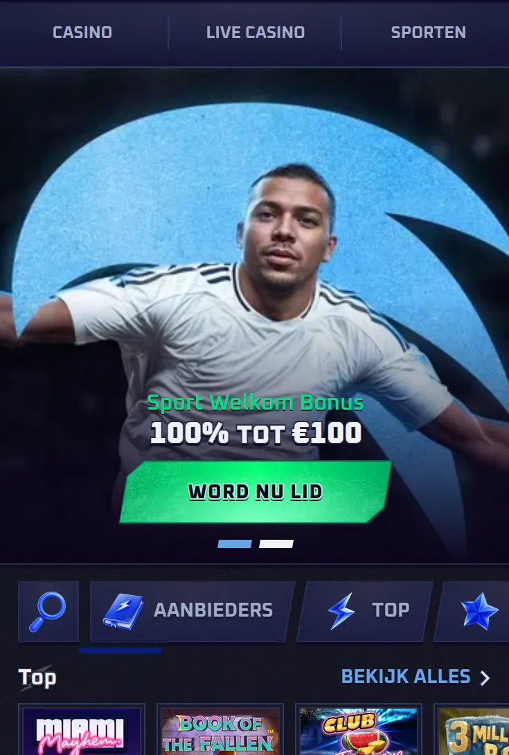 Mobiele Sportaza-website op een smartphone