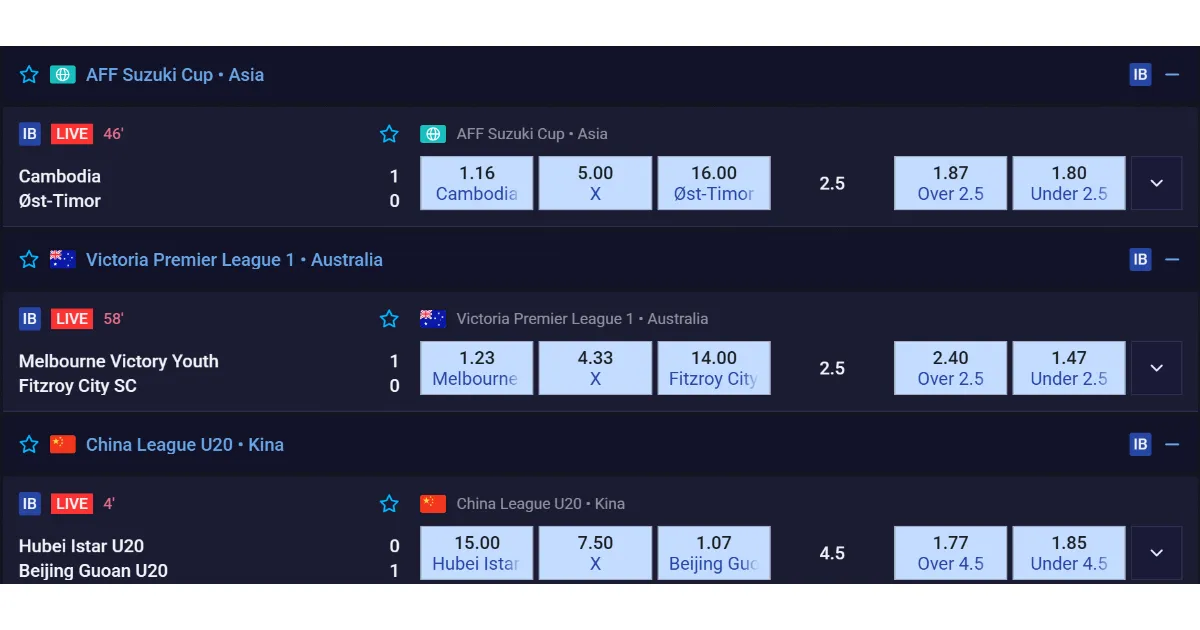 Sportaza odds og direktespill