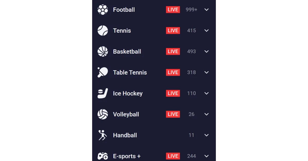 Live sports betting interface