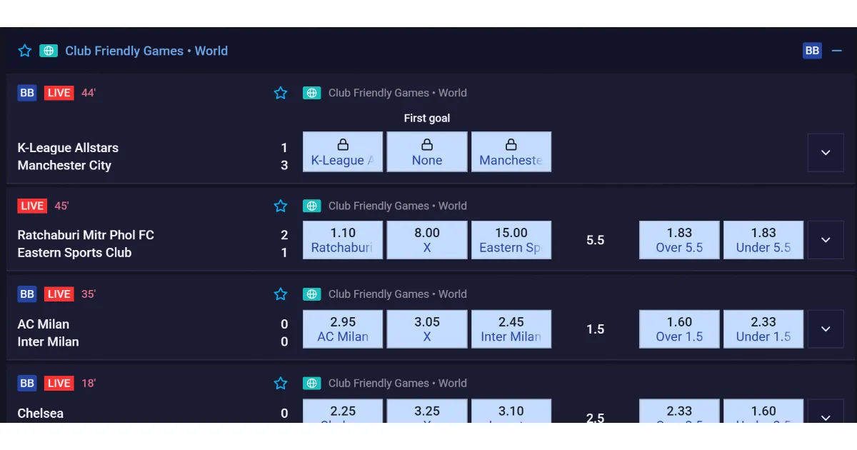 Bet Builder market selection