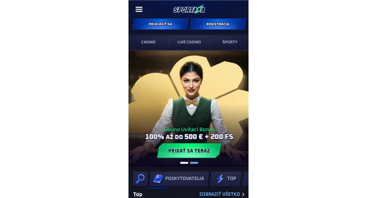 Mobilný web Sportaza na telefóne